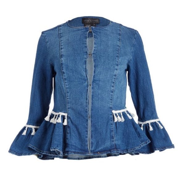 Live a Little Jackets & Blazers - LIVE A LITTLE New Indigo Ruffle-Hem Denim Jacket M